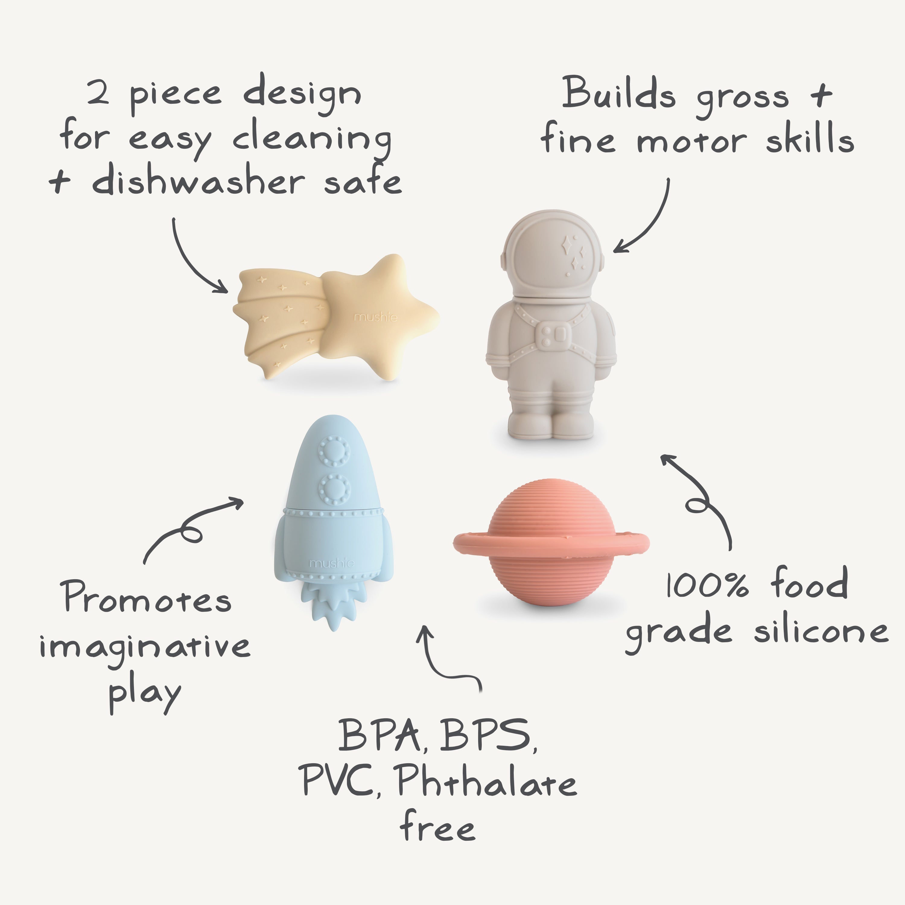 Image of Space Mold Free Bath Play Set - 4 Pack